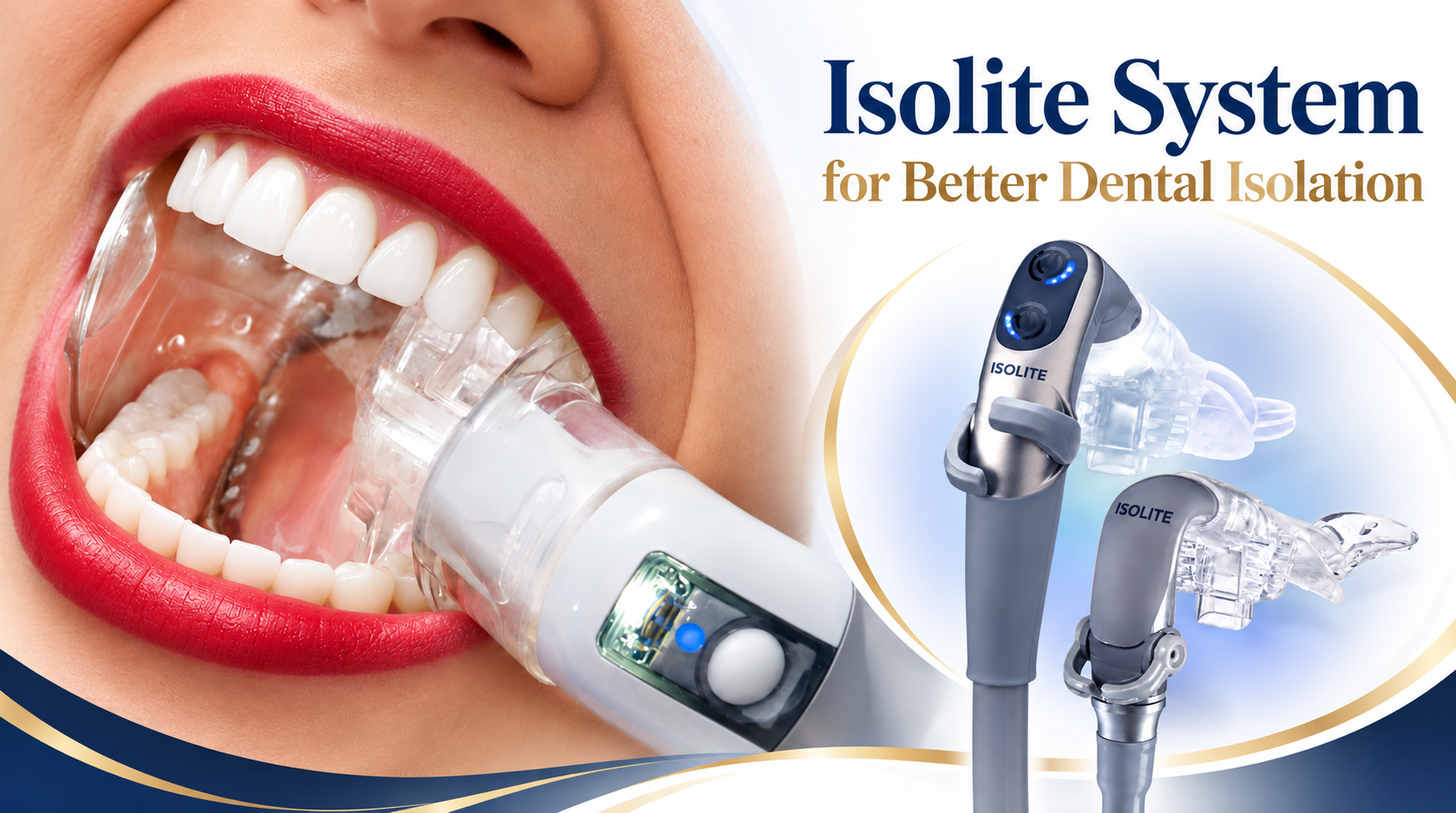 Zyris Isolite dental isolation system used during treatment.