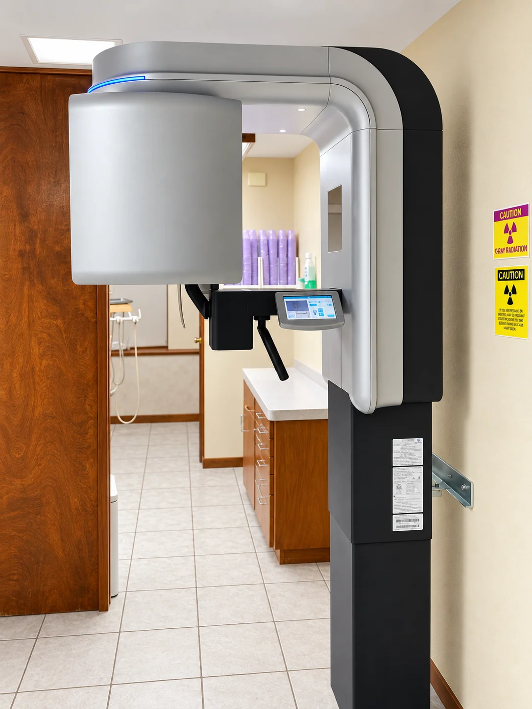 Side view of the cone beam imaging unit in the Lakehills Dental Center office.